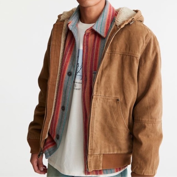 Levi's Other - Levi’s Sherpa lined Workwear Brown Washed Canvas Outdoor winter Bomber Jacket XL